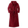 Men's Big & Tall Terry Velour Hooded Maxi Robe by KingSize in Rich Burgundy (Size 7XL/8XL)