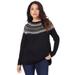 Plus Size Women's Fair Isle Pullover Sweater by Roaman's in Black Classic Fair Isle (Size 18/20)