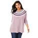 Plus Size Women's Fair Isle Pullover Sweater by Roaman's in Blush Classic Fair Isle (Size 34/36)