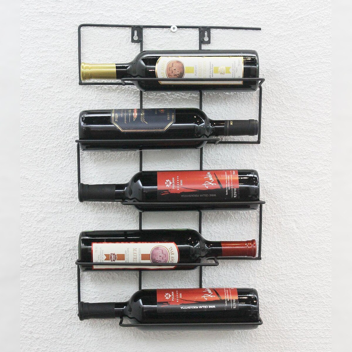 DanDiBo Weinregal Metall Schwarz Wand Cinco 53 cm HX13615 Modern Flaschenhalter Flaschenständer Wandregal Flaschenregal Image