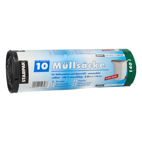 Starpak 90 Müllsäcke, LDPE 140 l 110 cm x 80 cm schwarz Image