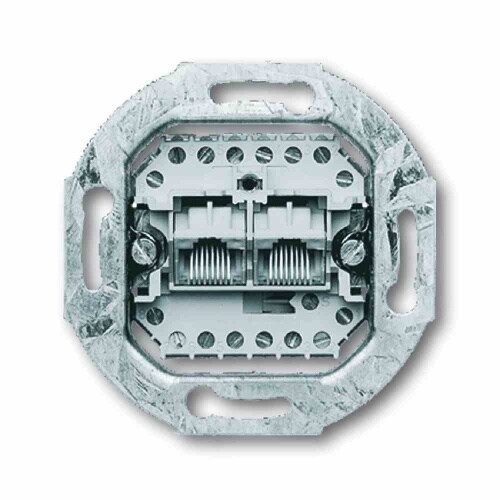 Busch-Jaeger Anschlussdose, Cat3, Unterputz, 2xRJ45 8(8), RAL9010, weiß, Schraube Image