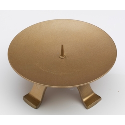 Kerzenleuchter Vierfuß Eisen in Gold Ø 13 cm mit kleinem Dorn für Kerzen, Hochzeitskerzen
