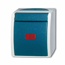Busch-Jaeger OCEAN Wechselschalter, Kontrollschalter, grau/blau-grün, matt, Aufputz, IP44, 1f Image