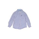 Carter's Long Sleeve Button Down Shirt: Blue Checkered/Gingham Tops - Size 4Toddler