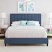 Latitude Run® Leah Linen Panel Platform Bed Frame Upholstered/Linen in Blue | 44 H x 58.6 W x 81.7 D in | Wayfair 4050C72AF317494D9A80EC14F51EA8B7