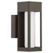 Latitude Run® Oil Rubbed Bronze 1 - Bulb Integrated LED Outdoor Armed Sconce Glass/Metal/Steel in Brown/Gray | 10 H x 4.75 W x 4.5 D in | Wayfair