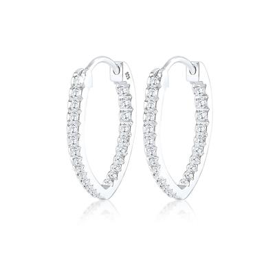 Elli - Creole Oval Zirkonia Kristalle 925 Silber Creolen 1 ct Damen