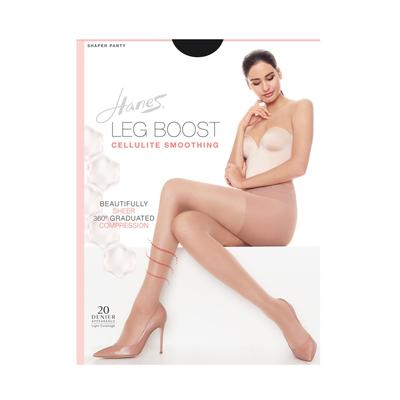 Plus Size Women's Silk Reflections Leg Boost Cellulite Smoothing Hosiery by Hanes in Jet (Size I/J)