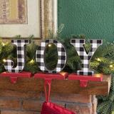 The Holiday Aisle® Joy Christmas Stocking Holder Wood/Metal in Black/Brown/Red | 5 H x 6.89 W in | Wayfair 8B9B568EF1D94E7C8A1529D1AF1B16DC