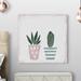 Union Rustic 'Concrete Planters' - Wrapped Canvas Painting Print Canvas in Green/Pink | 12 H x 12 W x 1.5 D in | Wayfair