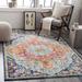 Silkstone 8'11" x 12'4" Traditional Aqua/Cream/Dark Blue/Fuchsia/Orange/Saffron/Yellow/Navy Area Rug - Hauteloom