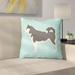 East Urban Home Siberian Husky Indoor/Outdoor Throw Pillow Polyester/Polyfill blend in Blue | 14 H x 14 W x 3 D in | Wayfair EAAS4093 39998627