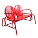 Northlight Seasonal 2-Person Outdoor Retro Metal Tulip Double Glider Patio Chair Plastic in Red | 32 H x 47 W x 33.5 D in | Wayfair