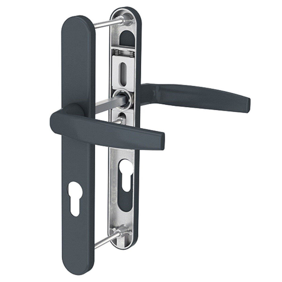 MS Beschläge Schmalrahmengarnitur 92mm Anthrazit RAL7016 PZ Lochung Drücker/Drücker TS 71-86mm Image