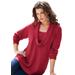 Plus Size Women's Lace-Trim Cowl Neck Sweater by Roaman's in Classic Red (Size 4X)