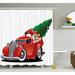 The Holiday Aisle® Ayesha Christmas American Truck w/ Tree Shower Curtain + Hooks Polyester | 84 H x 69 W in | Wayfair THLA7103 40425301