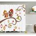 The Holiday Aisle® Rizwan Christmas Noel Owls Folkloric Single Shower Curtain Polyester | 69 H x 105 W in | Wayfair