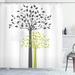 Winston Porter Yucatan Mother Nature Theme Trees w/ Leaves Pattern Decorations For Home Single Shower Curtain in White | 75 H x 69 W in | Wayfair