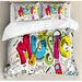 East Urban Home Music Pop Art Featured Doodle Style Musical Background w/ Instruments Sound Art Illustration Duvet Cover Set | King | Wayfair