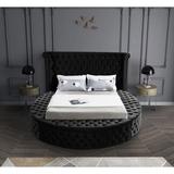 Wildon Home® Dorgan Tufted Low Profile Storage Platform Bed Upholstered/Velvet in Black | 55 H x 93.75 W x 100.5 D in | Wayfair