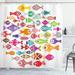 Harriet Bee Oshaughnessy Rounded Different Fish Decor Single Shower Curtain Polyester | 69 H x 70 W in | Wayfair HBEE8510 43221859
