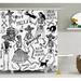 East Urban Home Dead Dancers Themed Skeleton Icon Playing Music Design Shower Curtain Set Polyester | 70 H x 69 W in | Wayfair sc_20605