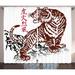 East Urban Home Tattoo Chinese Tiger w/ Stripes & Roaring while its Paws on the Rock Print Semi-Sheer Rod Pocket Curtain Panels | 84 H in | Wayfair