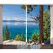 East Urban Home Lake House Panoramic Perspective from East Shore w/ Pine Trees & Reflections Graphic Print | 96 H in | Wayfair EABN8043 39454352