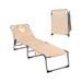 Costway Folding Chaise Lounge Chair with Face Hole for Beach-Beige