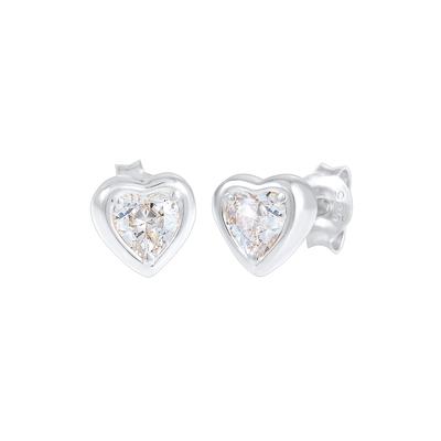 Elli - Elli Ohrringe Herz Liebe Symbol Zirkonia Kristalle 925 Silber 1 ct Damen