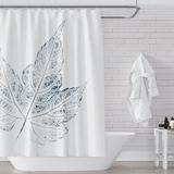 Ebern Designs Akshath Floral Single Shower Curtain Polyester in Blue/Gray | 74 H x 71 W in | Wayfair 803480FFB03E4801ABDC1330A3AD64AF