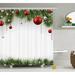 The Holiday Aisle® Tarun Christmas Tree Balls Ornaments Shower Curtain + Hooks Polyester in White | 84 H x 69 W in | Wayfair THLA2023 39393990