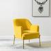 Etta Avenue™ Cleo 26" Wide Contemporary Chair w/ Recessed Arms Wood/Velvet/Fabric in Yellow | 32 H x 26 W x 30 D in | Wayfair