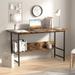 17 Stories Canale L-Shaped Home Office Desk w/ Book Hutch Wood/Metal in Black/Brown/Gray | 29.2 H x 55 W x 23.6 D in | Wayfair
