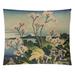 World Menagerie Mt. Fuji Through the Cherry Blossoms Tapestry Polyester in Green/Yellow | 60.5 H x 81.5 W in | Wayfair