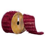 Vickerman 657218 - 2.5"x10Yd Burgundy Fringe with Gold Back (Q201960) Red Colored Christmas Ribbons