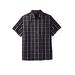Men's Big & Tall Short Sleeve Printed Check Sport Shirt by KingSize in Dark Purple Check (Size 8XL)