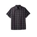 Men's Big & Tall Short Sleeve Printed Check Sport Shirt by KingSize in Dark Purple Check (Size 6XL)