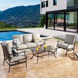 Red Barrel Studio® Cannet 4 Piece Sofa Seating Group w/ Cushions Plastic in Gray | 34.6 H x 27.6 W x 68.5 D in | Outdoor Furniture | Wayfair