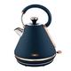 Tower T10044MNB Cavaletto Pyramid Kettle with Fast Boil, Detachable Filter, 1.7 Litre, 3000 W, Midnight Blue and Rose Gold