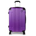 KONO 40L Zwillingsrollen Handgepäck Hartschale ABS Koffer Trolley Reisekoffer mit Zahlenschloss (Violett)