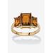 Yellow Gold-Plated Simulated Emerald Cut Birthstone Ring by PalmBeach Jewelry in November (Size 10)