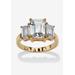 Women's Yellow Gold-Plated Simulated Emerald Cut Birthstone Ring by PalmBeach Jewelry in April (Size 8)