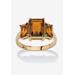 Women's Yellow Gold-Plated Simulated Emerald Cut Birthstone Ring by PalmBeach Jewelry in November (Size 10)