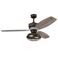 Westinghouse Lighting Welford LED 137 cm Weathered Bronze Ceiling Fan with Light and Remote Control, Dimmable LED Light Fixture with Removable Cage