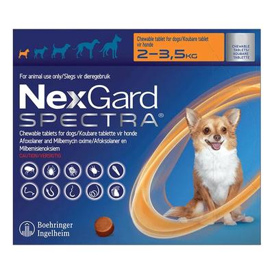 Nexgard Spectra Xsmall Dogs 4.4-7.7 Lbs Orange 3 P...