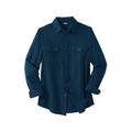 Men's Big & Tall Solid Double-Brushed Flannel Shirt by KingSize in Navy (Size XL)