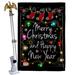 Breeze Decor Chalkboard Merry Christmas 2-Sided Polyester 40 x 28 in. Flag Set in Black | 40 H x 28 W x 4 D in | Wayfair