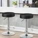 Latitude Run® Dawer Swivel Adjustable Height Bar Stool Wood/Upholstered/Leather/Metal/Faux leather in Black | 14 W x 14 D in | Wayfair